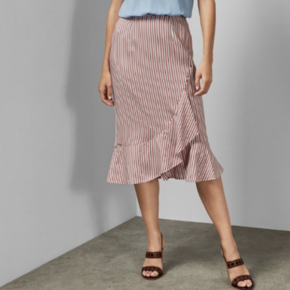 Ted Baker London Coryn Layered Striped Ruffle Skirt NWT